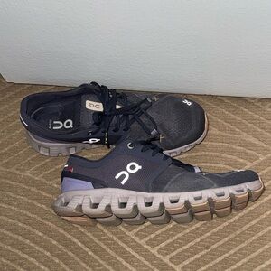 On Cloud X. Women’s 8.  Black and Grayish purple  Athletic Shoes. Fair